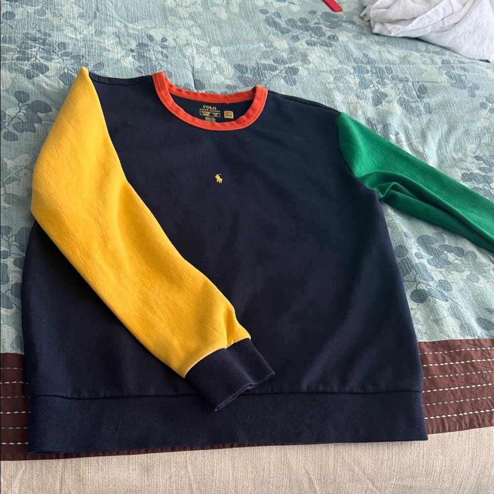 Polo by Ralph Lauren big boy Sweater - Navy, Yellow, Green color block